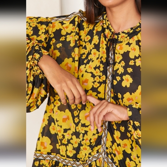 Free PeopleFollow BrandLove Letter Printed Balloon Sleeve mini dress - Picture 3 of 10